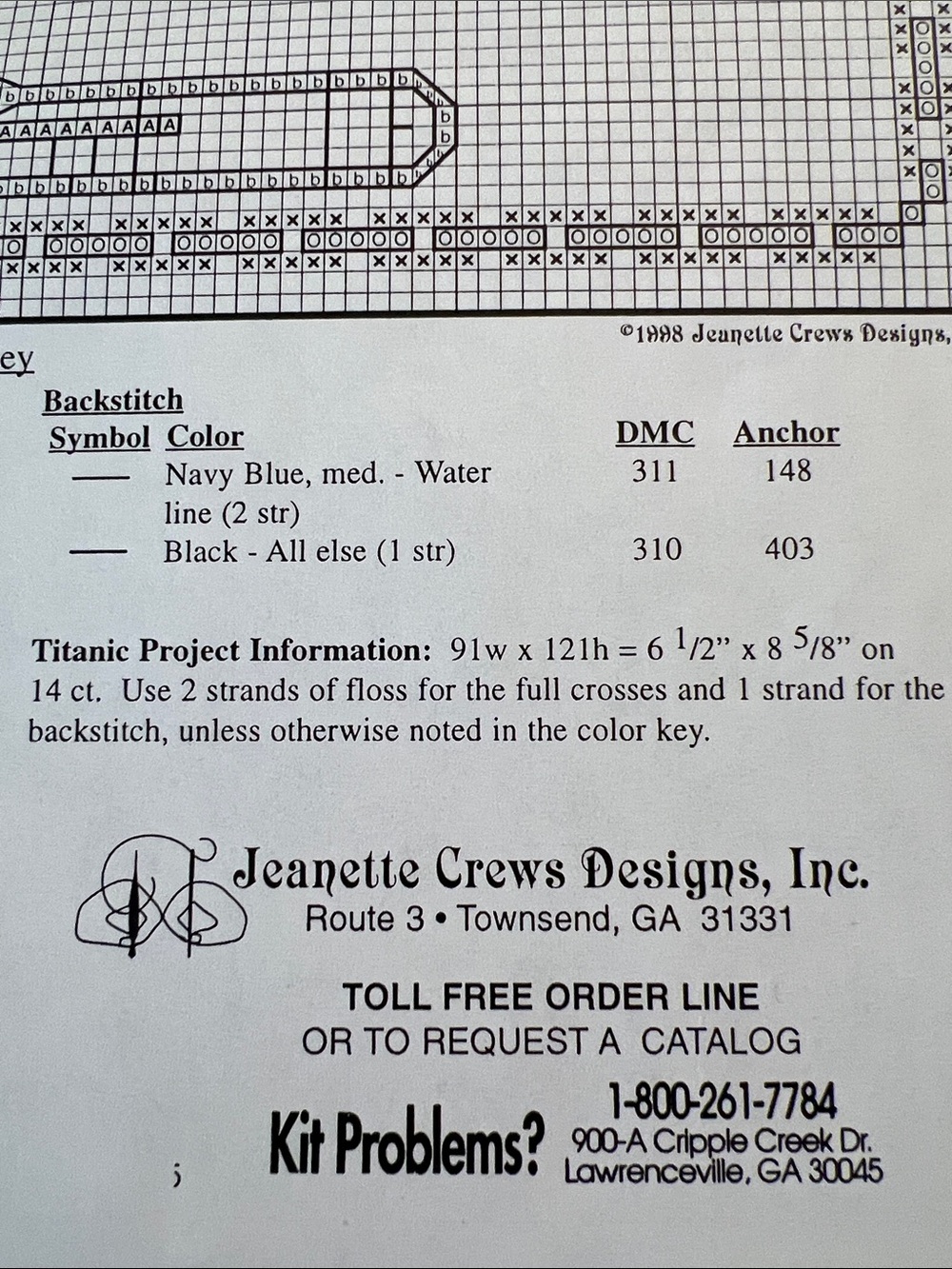 Titanic They Had a Band Counted Cross Stitch Kit Jeanette Crews - Picture 6 of 6